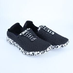 Zee Alexis Danielle Woven Sneakers Snow Leopard NIB Stretch Slip On Women's 10